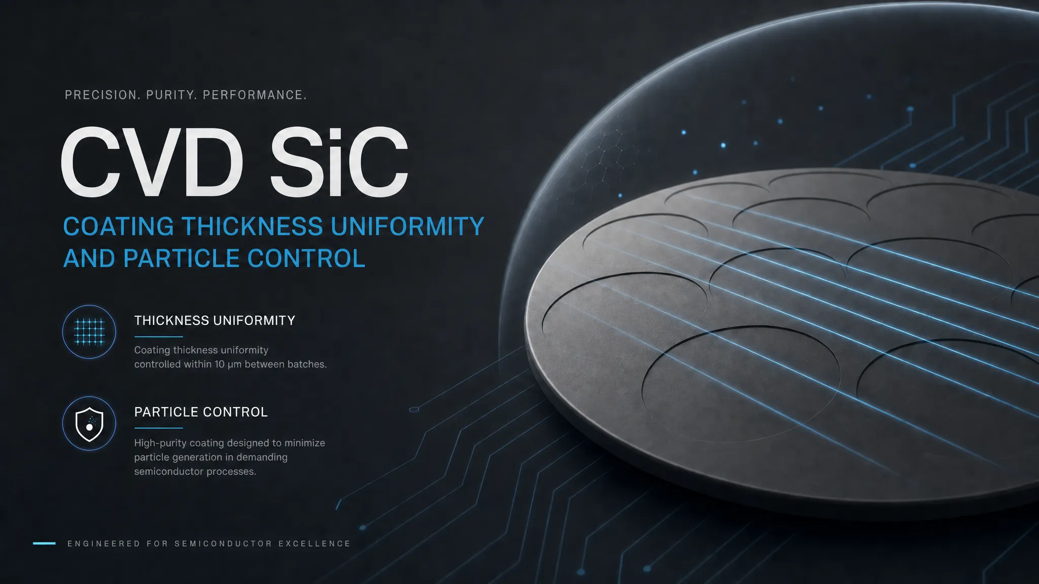 01-03 ВЕТЕК | Ключови показатели за CVD SiC еднородност на дебелината на покритието и контрол на частиците